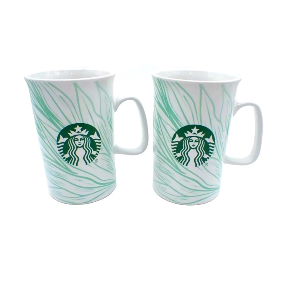 Starbucks Siren Mermaid Ceramic Mug Set Of Two Cups 11oz
